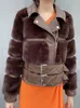 Casacos de pele falsa RR1485 Fox com couro PU Wholeskin Eco Jacket Outwear Luxo Mulheres Inverno Slim Warmer 231106