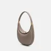 Songmont Luna Designer Handbags Half Moon Bag Sac Couleur solide Simple Sacoche plaqué Gold Lock Belle durabilité Sac crossbody Brun Brown XB076 GEFG