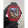 Design RM57 Tourbillon Male Dragon i Phoenix Superclone Fibre Watch Watch Automatyczne NOWOŚĆ RM57-01 Zegarki Lekkie Zręb