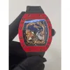 Дизайн Rm57 Tourbillon Мужской Дракон и Феникс SUPERCLONE Часы из углеродного волокна Автоматические Новые часы Rm57-01 Легкие наручные часы492 Montres de luxe