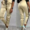 Trajes de yoga Marca Mujeres Pantalones Elásticos Alto Cintura Jogger Pantalones Flacos Bolsillos laterales Sólido Largo Bnadge Otoño Moda