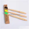 Disposable Toothbrushes Disposable Toothbrush El Natural Bamboo Handle Rainbow Soft Bristles 10 Colors Cleaning Supplies Cepillo De Di Dhamp