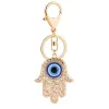 Keychains Lanyards L Hamsa Hand Keychain Evil Eye Sier Fatima Protection Charms Blue Good Luck Key Holder For Attaching To Keys And Ba Am1Gw