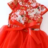 Flickor klänningar vår sommar barn kinesisk stil klänning barn cheongsam prinsessa för baby tutu kläder 230406