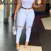 Women's Jean's Denim Pants Casual Solid Color High Stretch Ripped Skinny Thin Jeans Fashion Sexy Lift Hips Slim Waist Pencil 230404