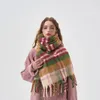 Sciarpe 2023 Autunno/Inverno Double Sided Multi Color Plaid Imitazione Cashmere Retro Sciarpa da donna Ispessita Dual Purpose Scialle