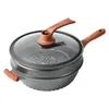 Casseroles Micro Pression Pot Pierre Antiadhésive Ménage Wok Double Poêle Sans Fumée Avec Vapeur