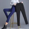 Calças femininas casuais quentes de veludo calças macias inverno escritório-senhora espessada cintura alta outerwear moda velo elástico leggings 29644