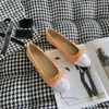 Tasarımcı Ayakkabı Paris Marka Tasarımcı Siyah Bale Daireler Ayakkabı Kadınlar Kapitone Yuvarlak Deri Kayma Yuvarlak Ayak Ayak "