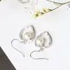 Kolczyki Dangle 925silver moda ręcznie robiona z naturalną perłową srebrną kobietą 925 Sterling