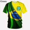 Мужские футболки Fashion Brazil Flag 3D футболка мужчины/женщины повседневная круглая спортивная футболка с коротким рукавом 230406