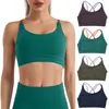 Tanques femininos roupa interior esportiva à prova de choque correndo pequeno peito push up fitness yoga colete fino sem anel de aço acolchoado treino