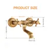 Bathroom Sink Faucets Antique Copper Basin Mixer Tap Spout Dual Handles Wall Mount Tub Faucet Bath Room Fixture 230406