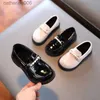 Sneakers Children's Leather Shoes for Girls School Party Wedding Kids Black Loafers Slip-On Flats mode Pärlor Beading Dress Shoesl231106