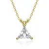 Correntes Anziw 925 Prata Amarelo / Branco Banhado Trilhão Corte Sona Simulado Diamante Solitaire Pingente Colar Para Mulheres Jóias Presente