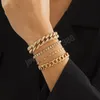 Ensemble de 4 bracelets en chaîne glacée pour femmes, couleur cristal or argent, chaîne de Tennis, bijoux tendance