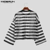 Koszule męskie Inceurn Tops 2023 Style amerykański nowe męskie dzianinowe koszulki Koszulki Casual Streetwear Long Inteved Loose Camiseta S-5xl Q231106