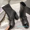 Heeled Boot Ankle Booties Shoes Calf Pull On Luxury Designer Women's Fashion Boots black size