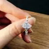 Band Cute Female Small Lab Diamond Set % Real Sterling Silver Engagement Ring Vintage Wedding Rings for Women Aa230412
