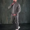 Chándales para hombres Caballero Patrón liso Conjunto de chándal para hombres Chaqueta con cremallera informal Ropa deportiva Impresión 3D de alta calidad Moda 2 piezas Ropa para hombres 230406