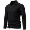 T-shirts pour hommes Mode Hommes Business Solid T- Printemps Automne Coton À Manches Longues Bouton Revers Mâle Vêtements Lâche Casual T-Shirts Tops