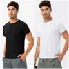 LL-21220 Yoga Outfit Hommes T-shirts Gym Vêtements Exercice Fitness Wear Sportwear Trainer Running Shirts Outdoor Tops Manches Courtes Élastique Respirant