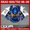 Motocicleta para Suzuki SRAD GSXR 750 600 CC 600cc 750cc 96-00 168NO.63 GSXR750 GSXR-600 96 97 98 99 00 GSX-R750 GSXR600 1997 1998 1999 2000 Body Factory Blue