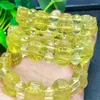 Bangle Natural Citrine Pixiu Beads Armband Handgjorda kristallsmycken Stretch Children Birthday Fengshui Gift 12x18mm