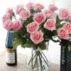 Decoratieve bloemen enkele elegante mooie Europese kunstmatige rozensimulatie Flanel Bouquet Home Dec Party Wedding Decoratie kransen