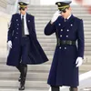 Veste longue en laine pour hommes, manteau tendance en mélange de laine de coton épais, pardessus de Concierge de la compagnie aérienne Captain Property