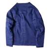 Jaquetas masculinas Japão estilo acolchoado forro homens v-pescoço denim jaqueta único breasted 2023 outono inverno azul escuro vintage jean