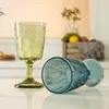 Vintage Green Wine Glass Embossed Floral Pattern Non Slip Green Glass Safe And Non Toxic Materials Variety Of Occasions