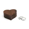 Wooden Jewelry Boxes Blank DIY Engraving Wedding Retro Heart Ring Box Creative Gift Packaging Supplies