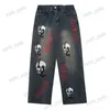 Мужские джинсы High Street Hip Hop White Jeans Mustery Street Dark Skull Print Pants Джинсы молодые люди T230406