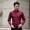 Mens Slim Fit No Iron Long Sleeve Shirt Solid Professional Business Dress Work Shirts For Men Button-down Blouse Clothing