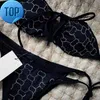 Cristal pleine lettre femme maillot de bain noir rose dos nu Bikinis deux pièces mode maillots de bain été fête Sexy maillot de bain