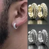 Cerceau Huggie glacé boucles d'oreilles zircon cubique Cartilage manchette hypoallergénique luxe mode ronde pour hommes bijoux 230406