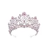 À la mode Baroque rose AB cristal diadème couronne femmes fête d'anniversaire nouvelle reine mariée mariée cheveux bijoux bandeau accessoires