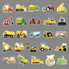 50PCS Engineering Vehicle Stickers Excavator Bulldozers Loaders Crane Stickers Cartoon Engineering Use Machine Graffiti Fun Sticker For Kids