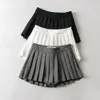 Skirts Summer High Waist Skiing Women's Sexy Mini Skiing Vintage Fold Skiing South Korean Tennis Skiing Short White Black 230406