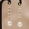 Dangle Earrings S925 Silver Needle Korean Fashion Temperament Pearl Chain Tassel Long Light Luxury Jewelryアクセサリー