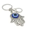 Keychains Lanyards L Blue Evil Eye Hamsa Hand Keychain Crystal Charm Purse Pendant Handbag Bag Decoration Holiday Ornament Sier Drop D Amto9