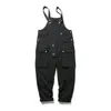 Men's Pants Retro Designer Overalls Workwear Sling Korean Loose Wide Leg Jumpsuit Streetwear Solid Color Clothing 230406