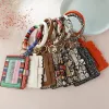 Leopard Print PU Leather Tassel Pendant Bracelet party favor Ladies Leather Keychain Wallet Card package Business card holder 1106