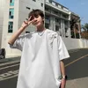 メンズTシャツ竹刺繍シャツ男性ハラジュクストリートウェアサマーショートスリーブティーブラックホワイトルーズカジュアルカジュアル