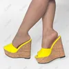 Olomm Handmade Women Platform Mules Sandals Wedges Heels Sandals Open Toe Gorgeous 7 Colors Party Shoes Women US Plus Size 5-20