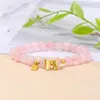 Bracelets en alliage de perles de Quartz rose naturel pour femmes, pendentif porte-bonheur avec nœud papillon, coréen, doux, assortis avec tout, Bracelets pour filles