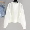 Sweats à capuche pour femmes Design de mode Pulls Femmes Niche Poche O-Cou Tops Casual Lâche Manches Longues T-shirt Style Coréen Pull Printemps Automne