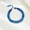 Link Armbanden Blauw Dubbellaags Roestvrij Stalen Armband Voor Vrouwen Mannen Cubaanse Figaro Ketting Partij Sieraden Accessoires Mode Stijl