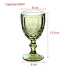 100pcsLot Rétro Vintage Relief Tasse À Vin Rouge Gravure Gaufrage Verre Ménage Jus Boisson Champagne Gobelet Gobelets Assortis